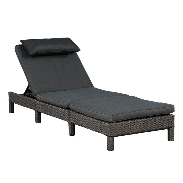 PATIOFLARE LAURA KD LOUNGER, GREY WICKER & DARK GREY CUSHIONS