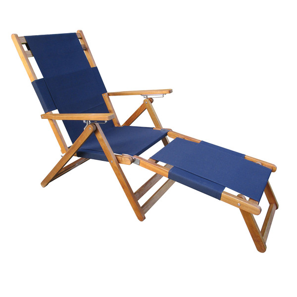 PATIOFLARE PORTABLE LOUNGE CHAIR WITH LEG REST, BLUE
