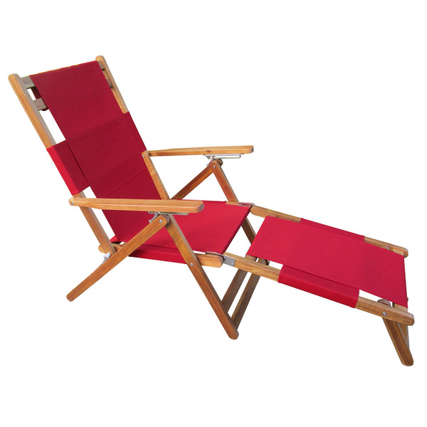 PATIOFLARE PORTABLE LOUNGE CHAIR WITH LEG REST, RED