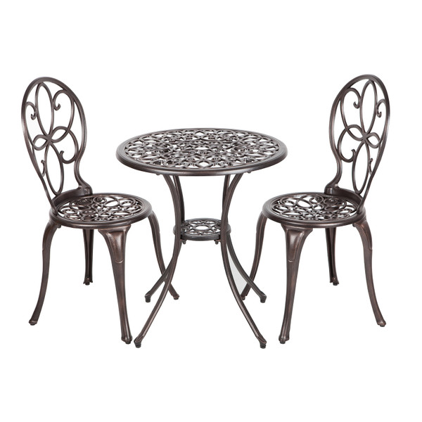 PATIOFLARE ROSALIE 3 PC DIE CAST ALUMINUM BISTRO SET