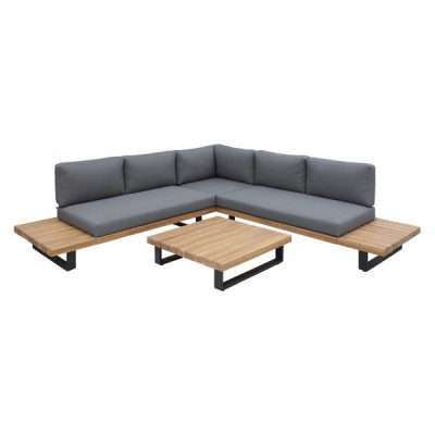 PATIOFLARE HAVEN ACACIA WOOD CORNER SOFA SET